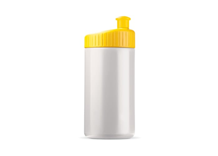 Gourde publicitaire sport Design 500 ml Blanc / Jaune